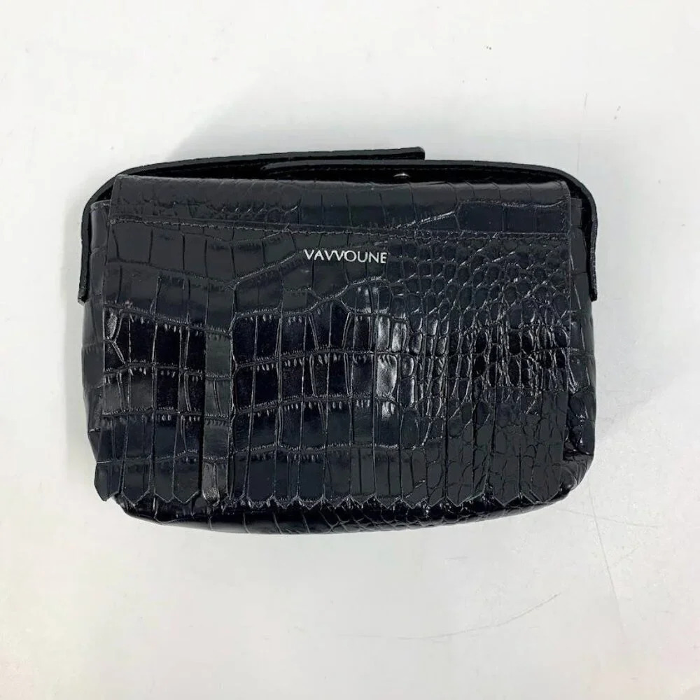 Vavvoune Women's Dais Croc Embossed Hand‎ Bag In Black Croc NWOT